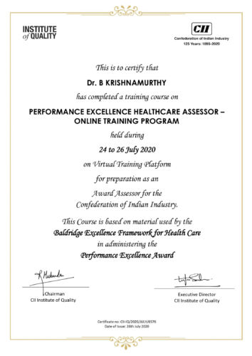 Dr Krishnamurthy CII Performance Excellence